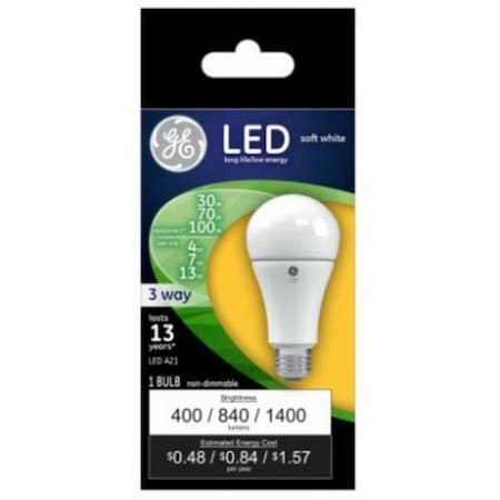 Current GE Lighting 234687 4W General Electric 3-Way LED Bulb; Soft White - 400 Lumens 234687